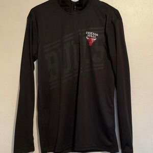 NBA Chicago Bulls Quarter Zip Top Mens Small‎ Black Excellent Performance Shirt